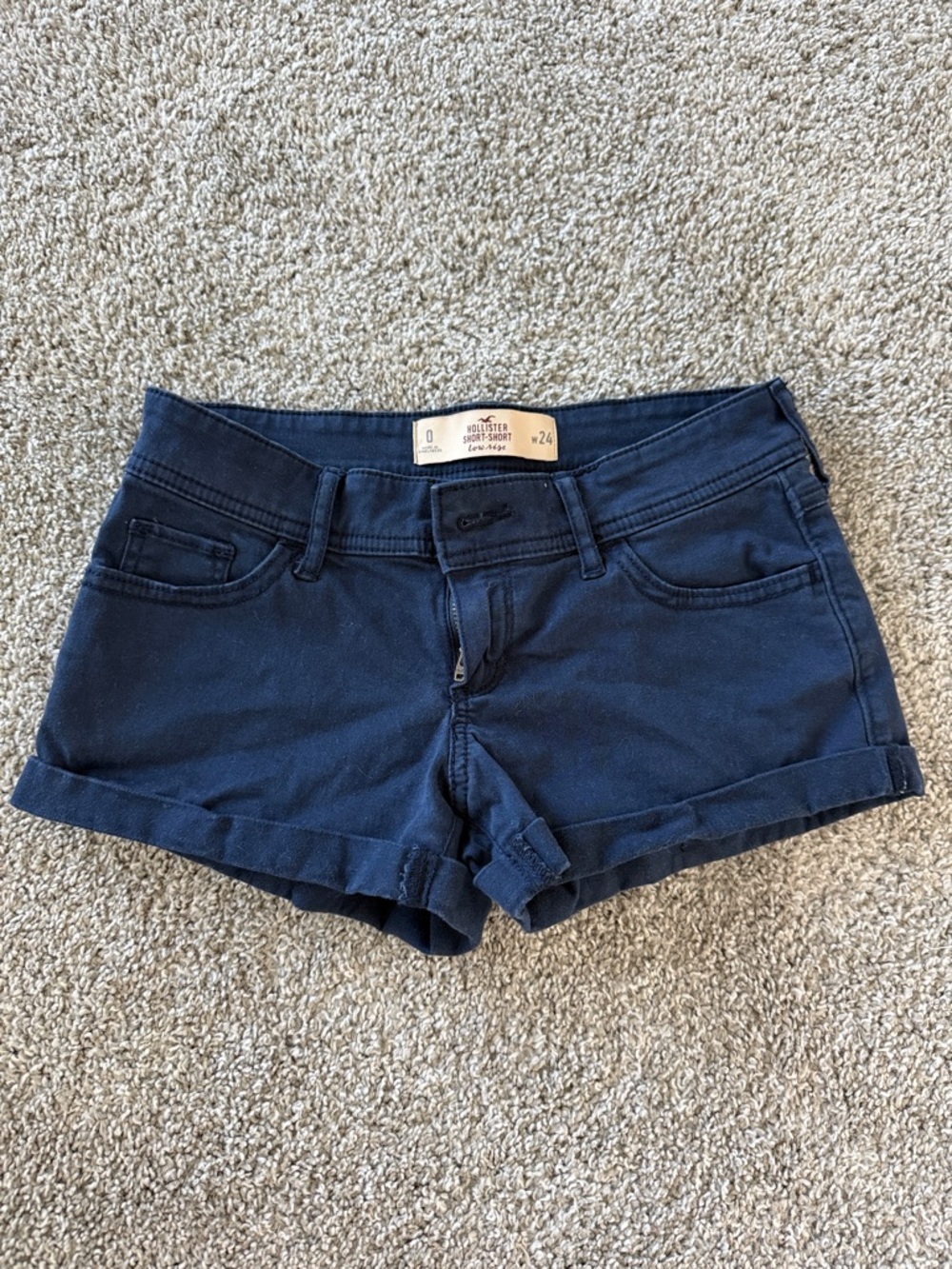 Hollister Navy Women's Cuffed Jean Shorts
